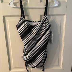 Black and White Striped Swimsuit